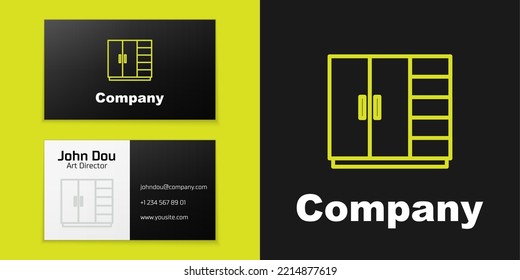Logotype line Wardrobe icon isolated on black background. Logo design template element. Vector
