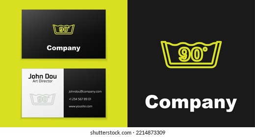 Línea de Logotipo Lavado bajo icono de 90 grados celsius aislado en fondo negro. Lavado de temperatura. Elemento de plantilla de diseño de logotipo. Vector