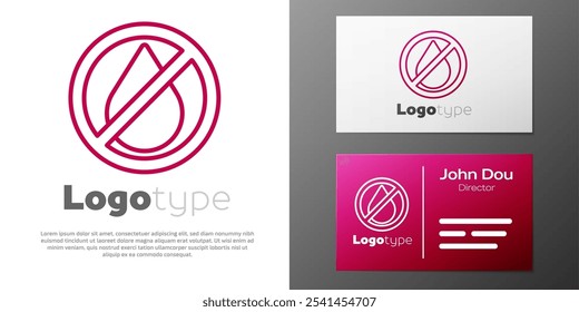 Logotyp-Linie Wassertropfen verboten Symbol einzeln auf weißem Hintergrund. Kein Wasserzeichen. Element der Logo-Entwurfsvorlage. Vektorgrafik