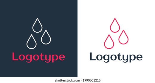 Logotype line Water drop icon isolated on white background. Logo design template element. Vector