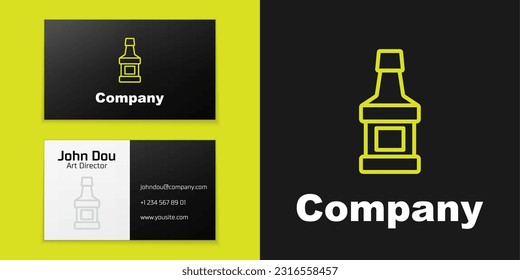 Logotype line Whiskey bottle icon isolated on black background. Logo design template element. Vector