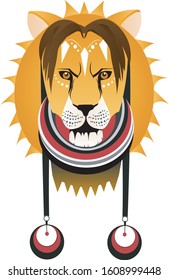 Logotype of a lion with African-style paints vector