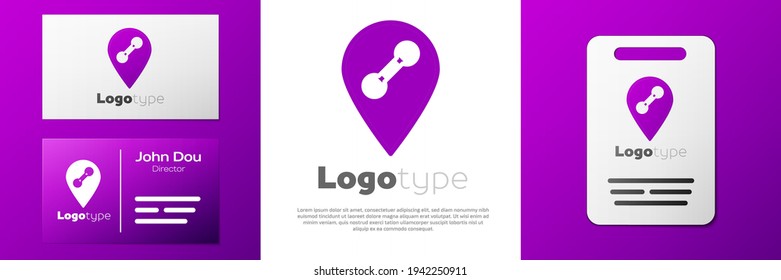 Logotype Location gym icon isolated on white background. Logo design template element. Vector
