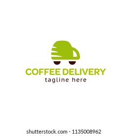Logotype logistic company, logo vector for shop, store, cup transportation, coffee delivery