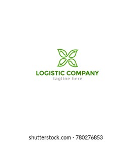  Logotype logistic company, logo vector for ecology shop, store, transportation, delivery, leaf green tea