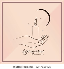 Logotipo, logotipo para velas domésticas, iluminar mi corazón, ilustración vectorial