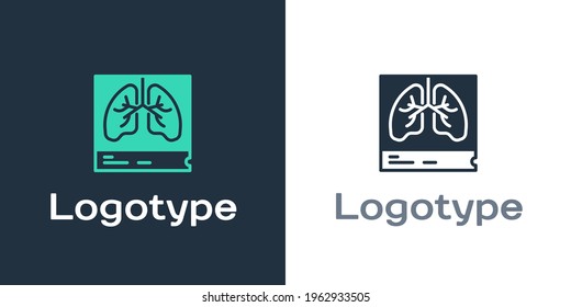 Logotype Lungs x-ray diagnostics icon isolated on white background. Snapshot of the lungs. Logo design template element. Vector
