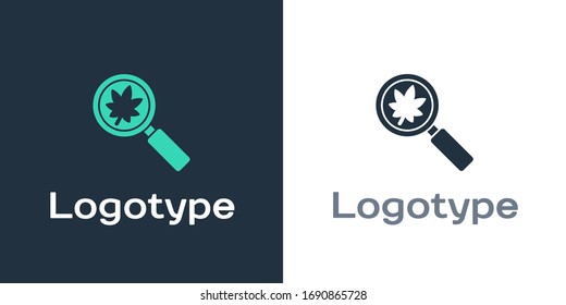 Logotipo Vidrio de aumento con icono de hoja aislado sobre fondo blanco. Biología científica, estudio de la hoja natural. Elemento de plantilla de diseño del logotipo. Ilustración vectorial
