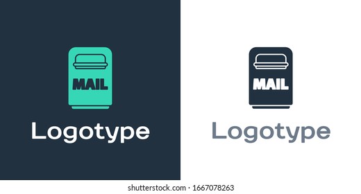 Icono del cuadro Correo de logotipo aislado en fondo blanco. Icono de buzón. Postal de correo en el poste con la bandera. Elemento de plantilla de diseño del logotipo. Ilustración vectorial