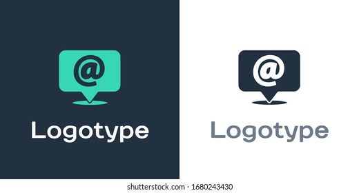 Logotype Mail and e-mail on speech bubble icon isolated on white background. Envelope symbol e-mail. Email message sign. Logo design template element. Vector Illustration