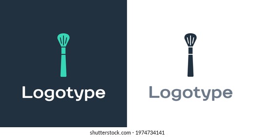 Logotype Makeup brush icon isolated on white background. Logo design template element. Vector