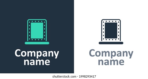 Logotype Makeup mirror with lights icon isolated on white background. Logo design template element. Vector