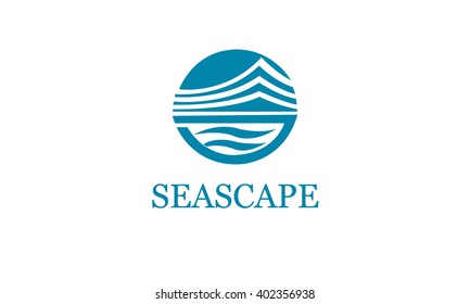 Logotype Marine.Vector logo template. Design element.Seascape.