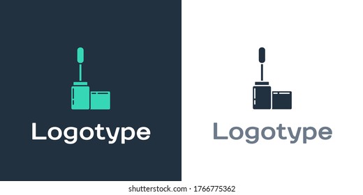 Logotype Mascara brush icon isolated on white background. Logo design template element. Vector Illustration