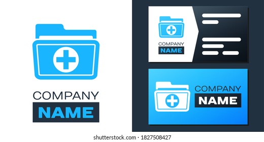 Logotype Medical health record folder for healthcare icon isolated on white background. Patient file icon. Medical history symbol. Logo design template element. Vector.