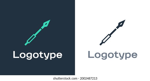 Logotype Mittelalterliches Speersymbol einzeln auf weißem Hintergrund. Mittelalterliche Waffe. Logo-Design-Element. Vektorgrafik