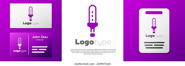 Logotype Mittelalterliches Schwertsymbol einzeln auf weißem Hintergrund. Mittelalterliche Waffe. Logo-Design-Element. Vektorgrafik