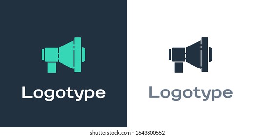 Logotype Megaphone icon isolated on white background. Loud speach alert concept. Bullhorn for Mouthpiece scream promotion. Logo design template element. Vector Illustration