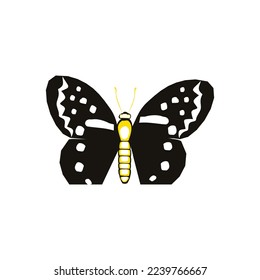 Logotipo minimalista icono vector mariposa con fondo blanco