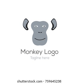 Logotype monkey head, mascot, character, template, cartoon. Logo vector illustration