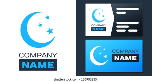 Logotype Moon and stars icon isolated on white background. Logo design template element. Vector.