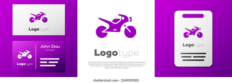 Logotype Motorcycle icon isolated on white background. Logo design template element. Vector Illustration