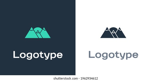 Logotype Mountains icon isolated on white background. Symbol of victory or success concept. Logo design template element. Vector