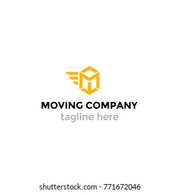 Logotype Moving Company, Logo Vector Delivery, Post, Letter M, Abstract Box