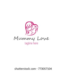 Logotype mummy love, logo vector illustration cute family, store toys, club