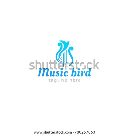  Logotype music bird, logo vector for school, shops, ensemble, corpse