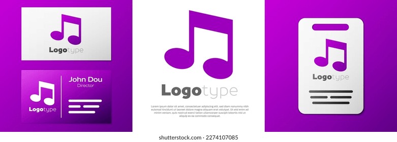 Nota musical de logotipo, icono de tono aislado en fondo blanco. Elemento de plantilla de diseño de logotipo. Vector
