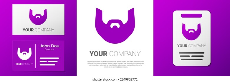 Logotype Mustache and beard icon isolated on white background. Barbershop symbol. Facial hair style. Logo design template element. Vector