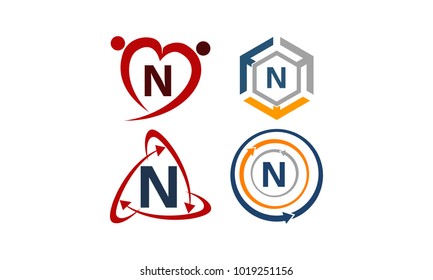 Logotype N Modern Template Set