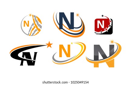 Logotype N Modern Template Set