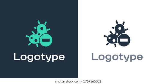 Logotype Negative virus icon isolated on white background. Corona virus 2019-nCoV. Bacteria and germs, cell cancer, microbe, fungi. Logo design template element. Vector Illustration