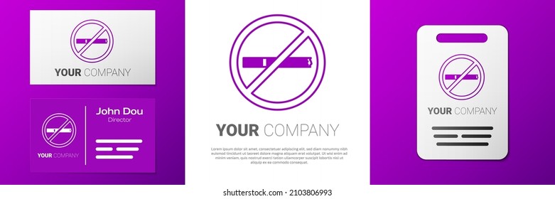 Logotype No smoking icon isolated on white background. Cigarette smoking prohibited sign. Logo design template element. Vector