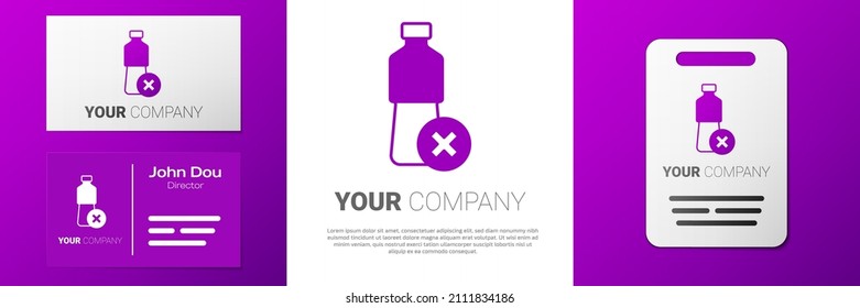 Logotipo No hay icono de botella de agua aislado en el fondo blanco. No hay botella de plástico. Señal de prohibición de botellas de agua. Elemento de plantilla de diseño de logotipo. Vector