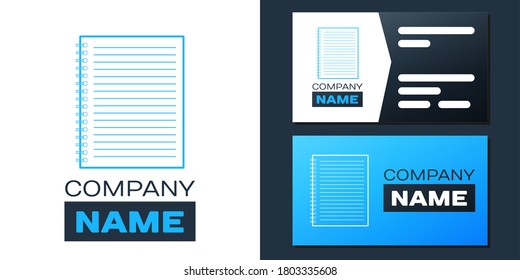 Logotype Notebook icon isolated on white background. Spiral notepad. School notebook. Writing pad. Notebook cover design. Office stationery items. Logo design template element. Vector.