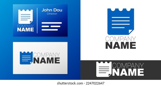 Logotype Notebook icon isolated on white background. Spiral notepad icon. School notebook. Writing pad. Diary for school. Logo design template element. Vector