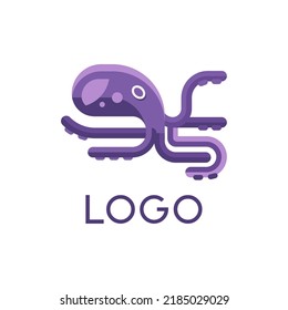 Logotype of octopus, vector icon or clipart.