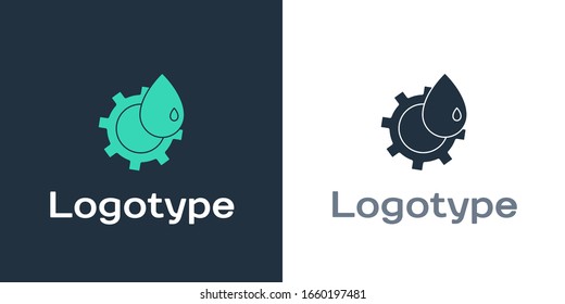 Logotype Oil and gas industrial factory building icon isolated on white background. Logo design template element. Vector Illustration