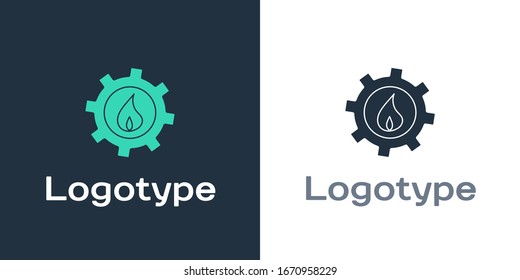 Logotype Oil and gas industrial factory building icon isolated on white background. Logo design template element. Vector Illustration