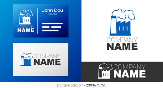 Logotype Oil and gas industrial factory building icon isolated on white background. Logo design template element. Vector
