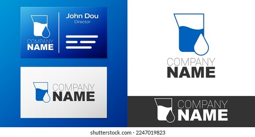 Logotype Oil petrol test tube icon isolated on white background. Cmemistry flask and falling drop. Logo design template element. Vector