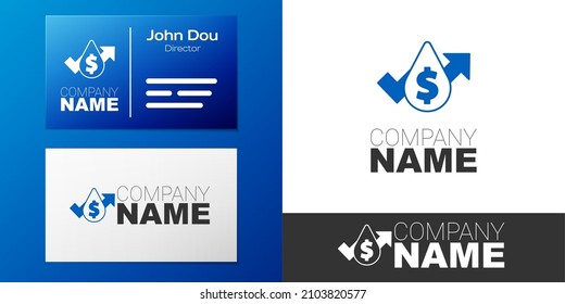 Logotype Oil price increase icon isolated on white background. Oil industry crisis concept. Logo design template element. Vector