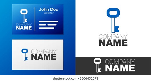 Logotype Old key icon isolated on white background. Logo design template element. Vector