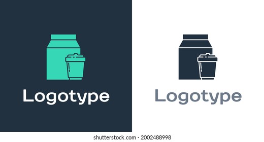 Logoype Pedidos online e icono de entrega de comida rápida aislados en fondo blanco. Elemento de plantilla de diseño de logotipo. Ilustración vectorial