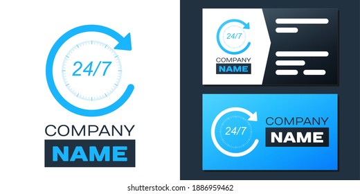Logotipo Abierto las 24 horas del día y 7 días a la semana icono aislado en fondo blanco. Icono cíclico de todo el día. Elemento de plantilla de diseño de logotipo. Vector.