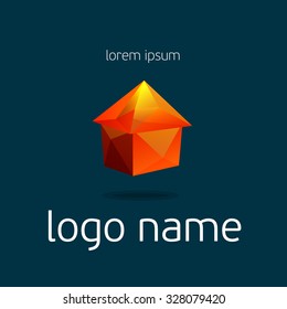 Logotype orange house building
