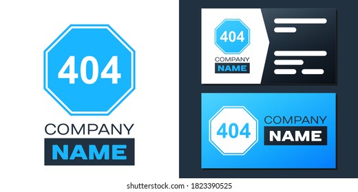 Logotype Page with a 404 error icon isolated on white background. Template reports that the page is not found. Logo design template element. Vector.